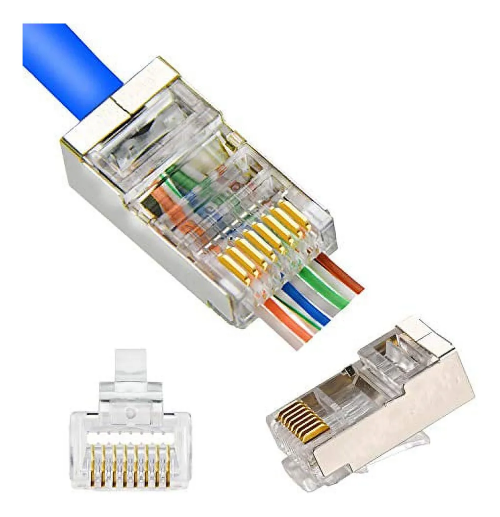Conectores Blindados Ethernet Rj45 Cat5e Passthrough