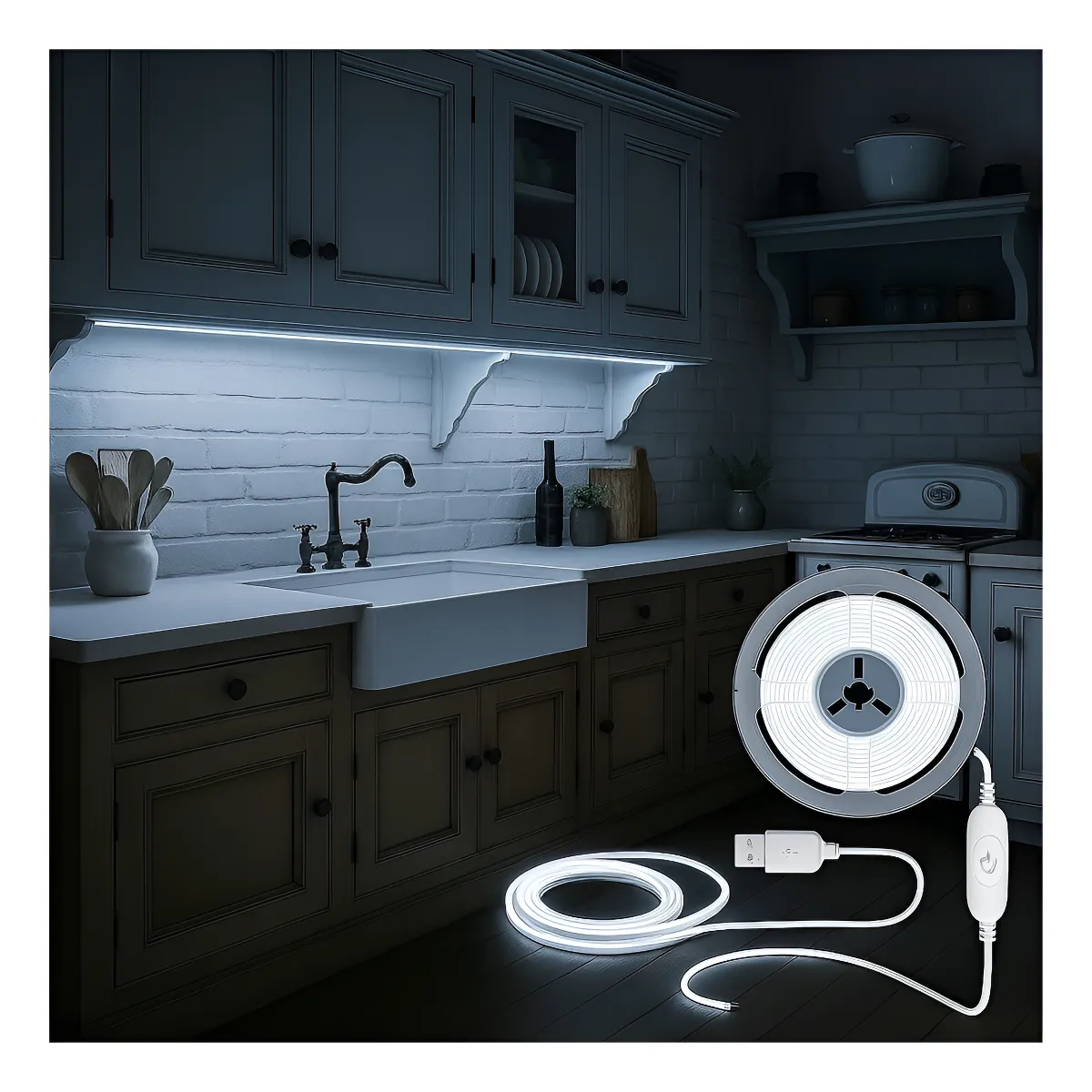 Tira Led Cob Atenuable 3m Usb 5 Vcd Con Dimmer